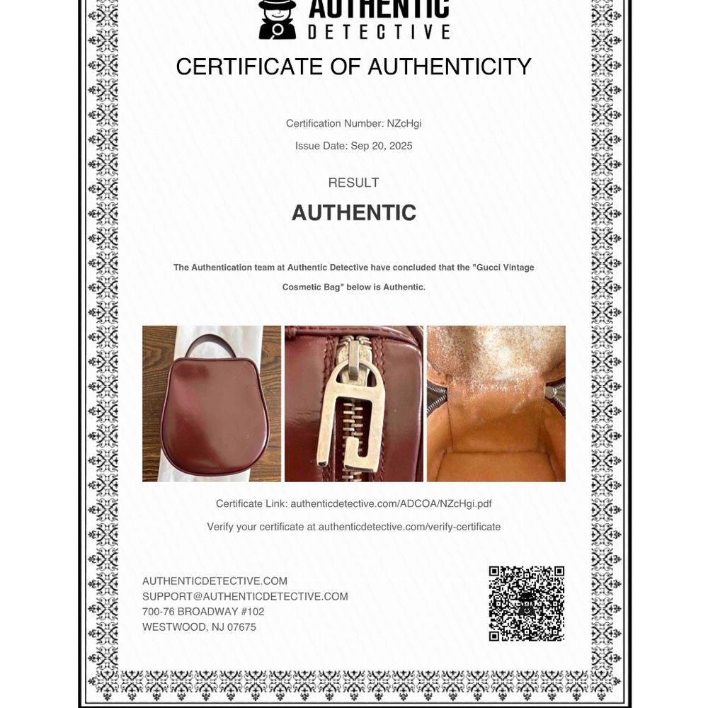Gucci Vintage Burgundy Leather HandBag/Cosmetic Case w/ Dust Bag and COA - Picture 10 of 10